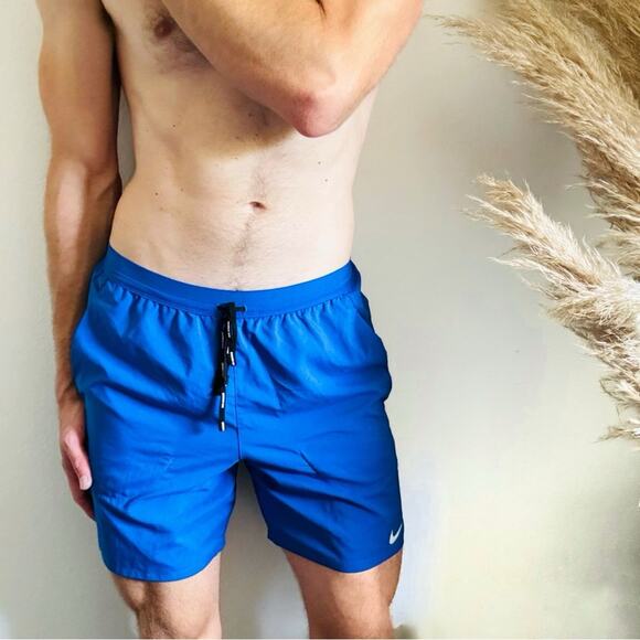 MENS NIKE Blue Black Drawstring Lined Basketball Lounge Workout Gym Shorts M - Picture 1 of 11